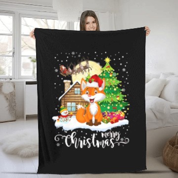 Discover Funny Cute Fox Lover Merry Christmas Gift Fleece Blankets