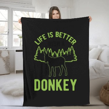 Discover Life Is Better With A Donkey Mule Fleece Blankets