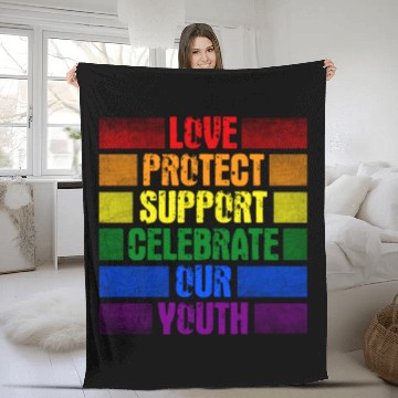 Discover Love Protect Support Celebrate Our Youth Fleece Blankets