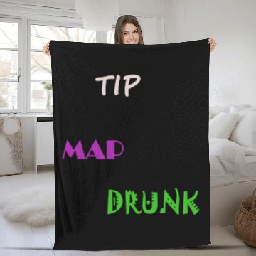 Discover Tip Map Drunk Fleece Blankets