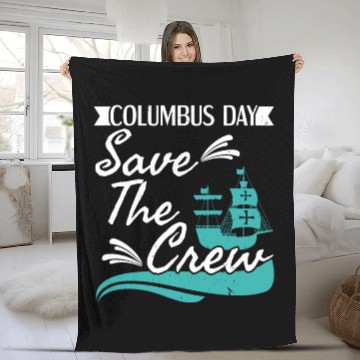 Discover Columbus Day Navigator Ship Christopher Columbus Fleece Blankets