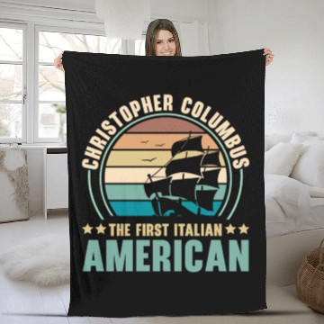 Discover Columbus Day Navigator Ship Christopher Columbus Fleece Blankets