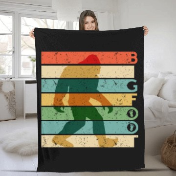 Discover Bigfoot Retro Vintage Sasquatch Yeti Rainbow Fleece Blankets