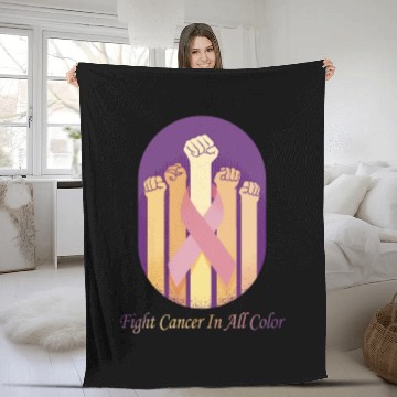 Discover Cancer Sucks In Every Color Fighter Fight Support Fleece Blankets