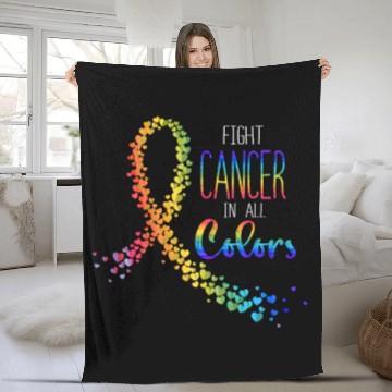 Discover Cancer Sucks In Every Color Fighter Fight Support Fleece Blankets