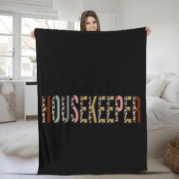 Discover Hotel Housekeeper Leopard Print Funny Fleece Blankets