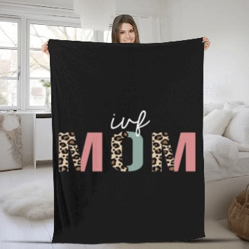 Discover IVF Mom Leopard Print Funny Gift Fleece Blankets