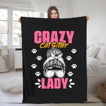 Discover Crazy Cat Lady Funny Animal Sitting Humor For A Fleece Blankets