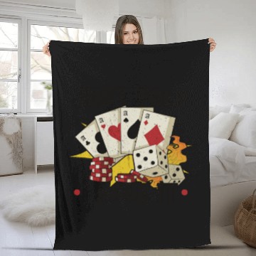 Discover Poker Casino Poker Player Gambling Roulette Gift Fleece Blankets
