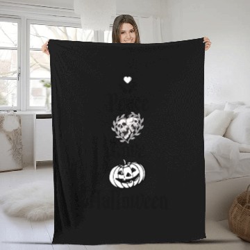 Discover Peace, Love, Halloween, Funny saying halloween Fleece Blankets