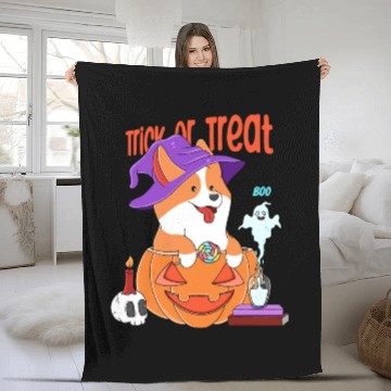 Discover Corgi Halloween Fleece Blankets