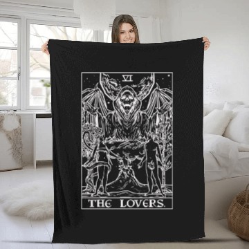Discover The Lovers Tarot Card Halloween Grim Reaper Gothic Fleece Blankets