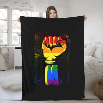 Discover Gay Pride Fist Rainbow Pride Month Fleece Blankets
