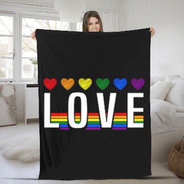 Discover Love Rainbow Heart Pride LGBT Fleece Blankets
