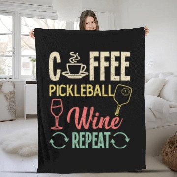 Discover Coffee Pickleball Wine Repeat Fleece Blankets