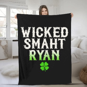 Discover Wicked Smaht Ryan Clan Boston Irish Slang Fleece Blankets