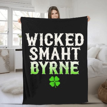 Discover Wicked Smaht Byrne Clan Boston Irish Slang Fleece Blankets