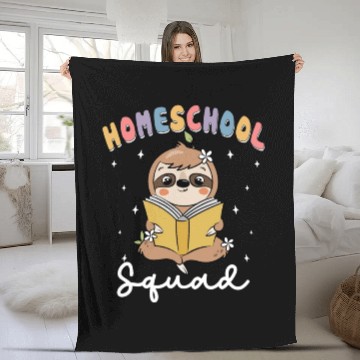 Discover Homeschool Sloth Funny First Day Of School Fleece Blankets