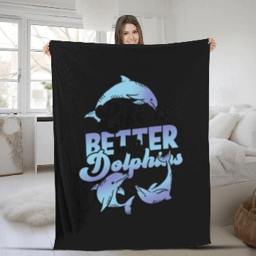 Discover Life is better with dolphins - ocean Fleece Blankets