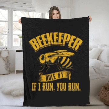 Discover Beekeeper Rule #1 If I run, you run - bee lovers Fleece Blankets