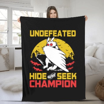 Discover Undefeated Hide And Seek Champion Funny Mothman Fleece Blankets