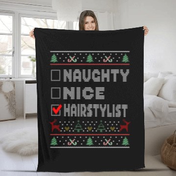 Discover Naughty Nice Hairstylist, Matching Christmas Fleece Blankets