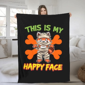 Discover This Is My Happy Face Funny Halloween Monster Fleece Blankets
