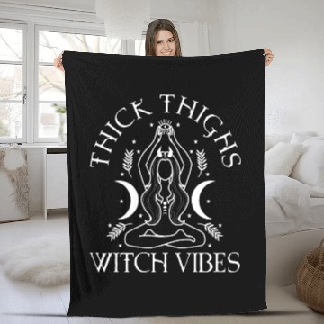 Discover Thick Thighs Witch Vibes Fleece Blankets
