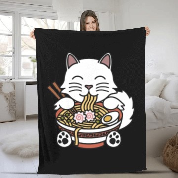 Discover Persian Cat Ramen Noodles Fleece Blankets