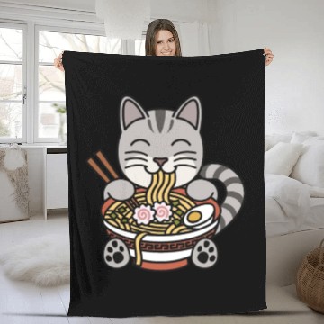 Discover American Shorthair Cat Ramen Noodles Fleece Blankets