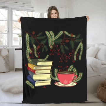 Discover Winter Books and Tea Fleece Blankets