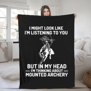 Discover mounted archery Fleece Blankets