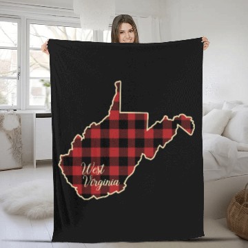 Discover West Virginia Buffalo Plaid Silhouette Home State Fleece Blankets