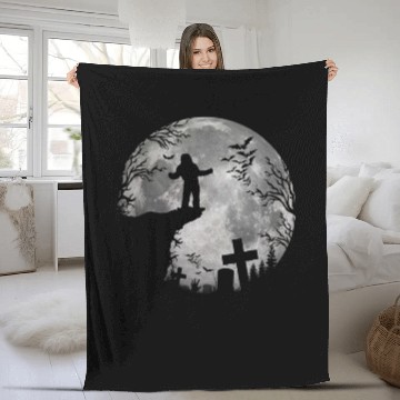 Discover Halloween Werewolf Witchs Full Moon trick or treat Fleece Blankets