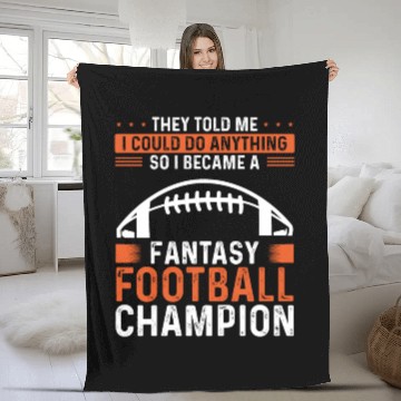 Discover Fantasy Football Championship Team Player Trophy Fleece Blankets