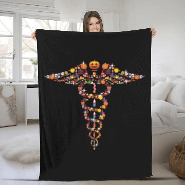 Discover Halloween Medical Sign Fleece Blankets