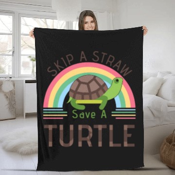 Discover Rainbow Skip A Straw Save A Turtle Turtles Lover Fleece Blankets