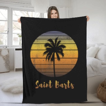 Discover Retro Souvenir Saint Barts Sunset Distressed Fleece Blankets