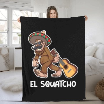 Discover El Squatcho Funny mexican guitar sasquatch Fleece Blankets