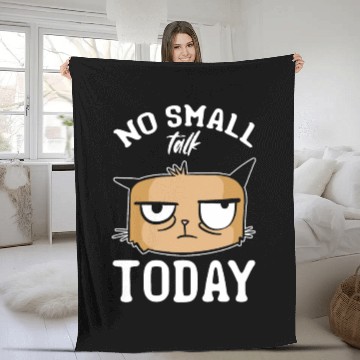 Discover Cat Meme Cat Lover I No Small Talk Today I Funny C Fleece Blankets