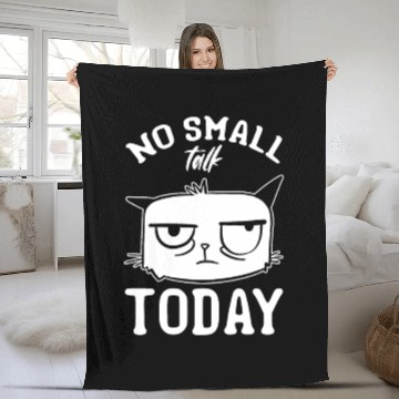 Discover Funny Cat Meme I No Small Talk Today I Funny Cat Fleece Blankets