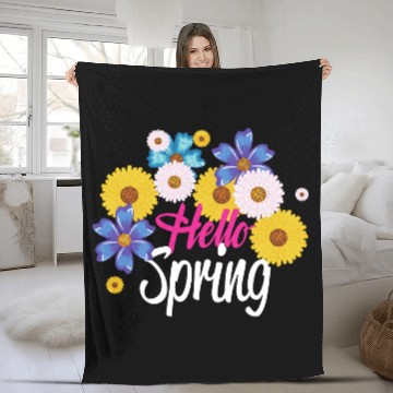 Discover hello /spring Fleece Blankets