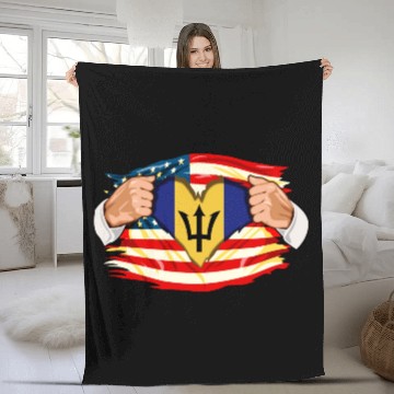 Discover Barbados Who Live in America Barbadoan Flag Fleece Blankets