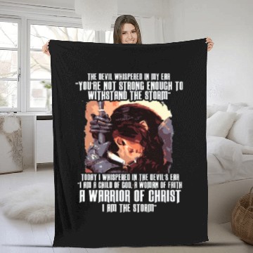 Discover The Devil Whispered In My Ear Warrior Of Christ Fleece Blankets