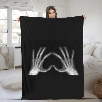 Discover Skeleton Hand Heart Sign Bones Funny Halloween Fleece Blankets