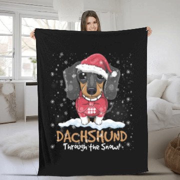 Discover Dachshund Through The Snow Fleece Blankets
