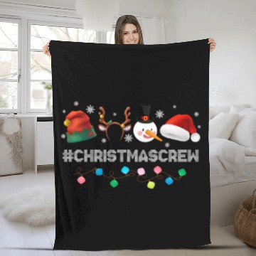 Discover Christmas Crew Elf Reindeer Santa Hat Fleece Blankets
