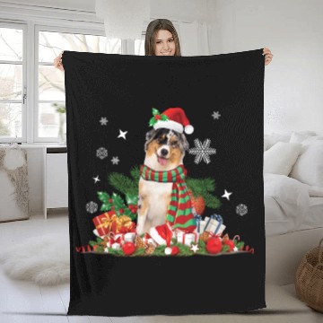 Discover Christmas Australian Shepherd, Aussie dog Fleece Blankets