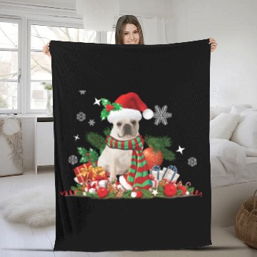 Discover Christmas French Bulldog, Frenchie dog Fleece Blankets