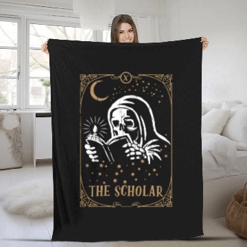 Discover Skeleton Scholar Tarot Card Occult Club Gothic Fleece Blankets